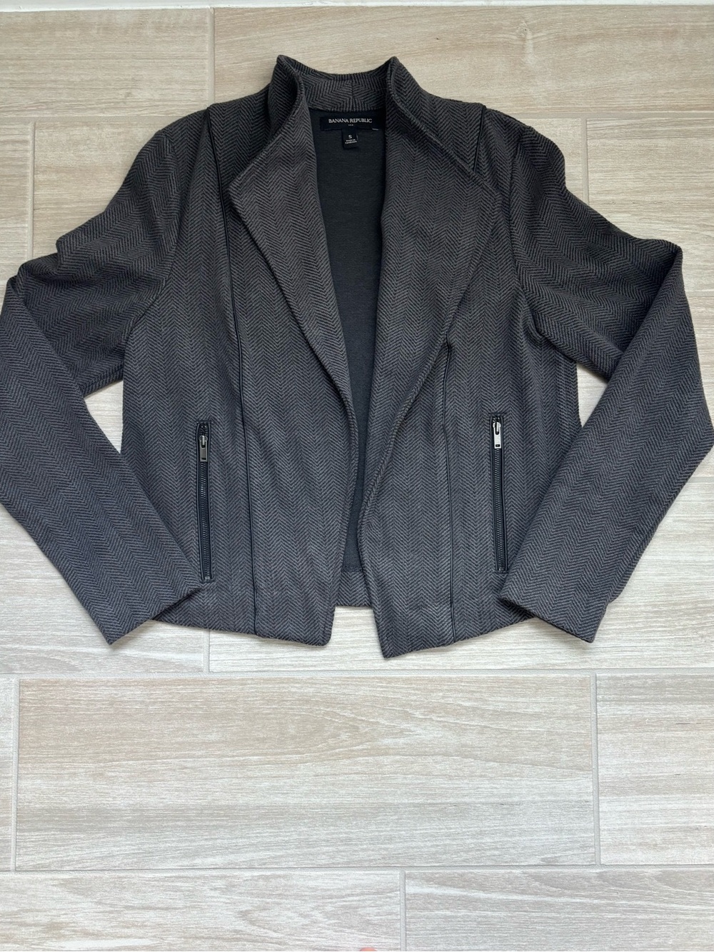Banana Republic Size Small Women's Black Herringbone Mock Neck Jacket